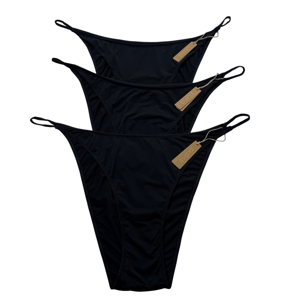 SKIMS Micro Cording V Cheeky Bikini Lot of 3‎ Onyx 4X